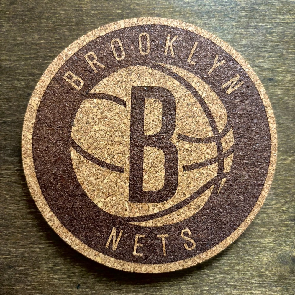 Brooklyn Nets Laser Engraved Cork Coaster